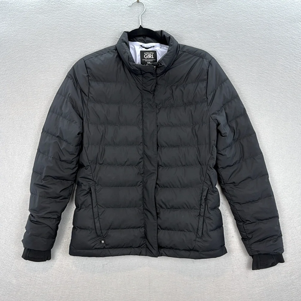 Athleta Girls can’t snow me down jacket black full zip up‎ coat size XXL -16